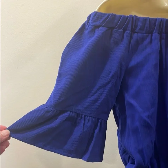 C Off-Shoulder Blue Dress - Picture 4 of 8